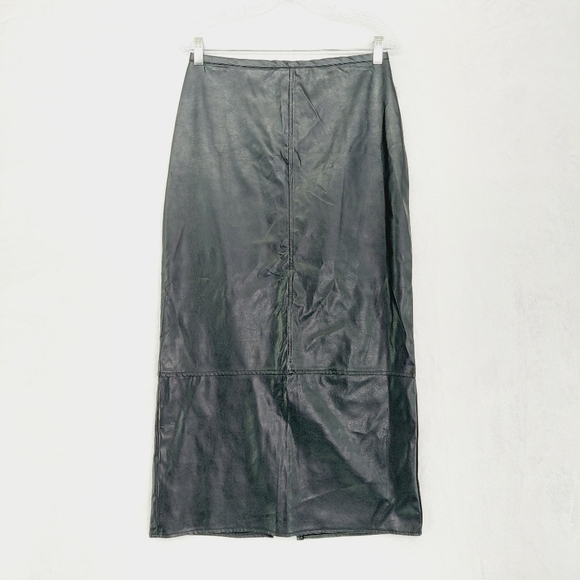 Wildlife Sportswear Black Faux Leather Back Zip Midi Skirt P6140 - Picture 1 of 7